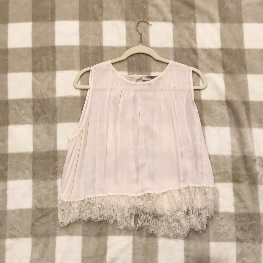 Forever 21 Pink Lace Hem Tank with Button Details